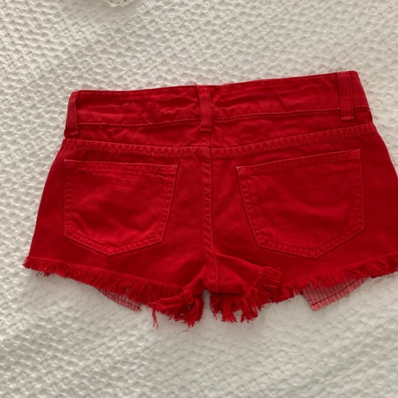Carmar Sz Small Red Denim Short Frayed Hem - Picture 5 of 6
